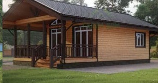 Проект одноэтажного дома из бруса с террасой - Строительство в Елизово от Строй-Лзв от 134160 руб.